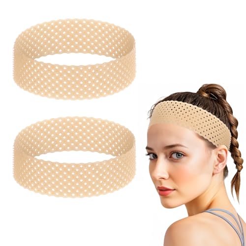 TIESOME 2pcs Adjustable Silicone Wig Grip Band, Elastic Fixed Non Slip Wig Straps, Sweat-Proof, Breathable, Beige