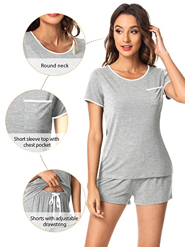 Image of WiWi Viscose from Bamboo Pajamas Set for Women Super Soft Short Sleeve Cooling Summer Plus Size Pjs Sets Sleepwear S-4X