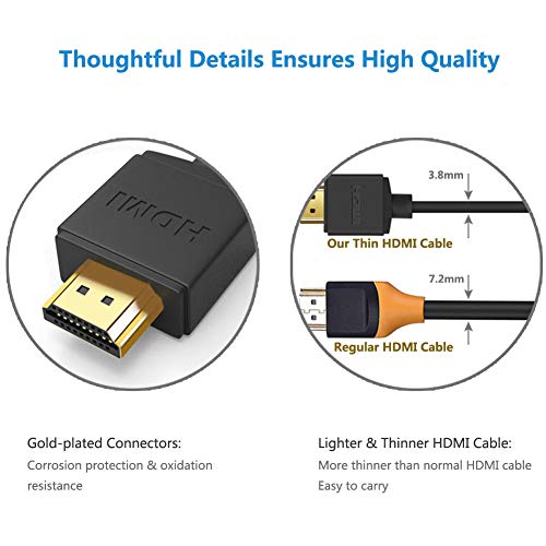 Foinnex Hdmi Cable, Thin Hdmi Cord, 6.6Ft 4K@30Hz, High-Speed Hdmi1.4 Compatible With Tv, Projector, Laptop, Nintendo Switch, Ps3, Xbox #TOP3