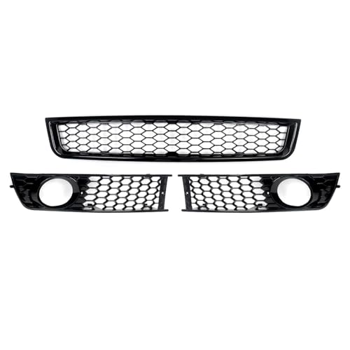 Grille de phares antibrouillard pour A4 B6 2002-2005 style nid d'abeille 3 pièces