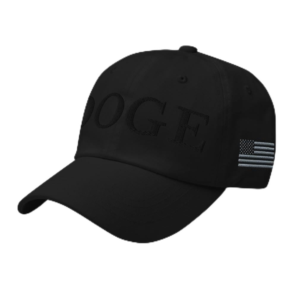 Doge Hat - Dark MAGA Style Department of Government Efficiency Elon Musk Inspired Embroidered Dad Cap - Blackout Edition