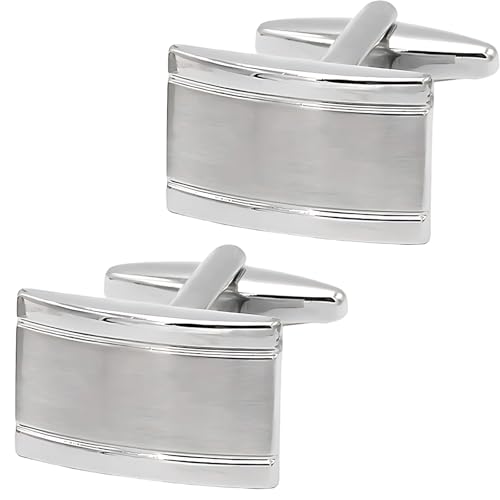 Herren Manschettenknöpfe Silber – Rechteckige Cufflinks für Hochzeit, Business & Geschenk