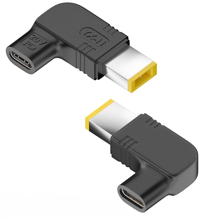 Panlouting USB Typ C Ladeadapter | Gelbe Quadratische Slim Tip USB-C 5-20V 100W | PD Schnellladung | F&uuml;r Lenovo Thinkpad Laptop X1 Yoga, X1 Carbon, T-Serie, Z-Serie, X-Serie, E-Serie, L-Serie