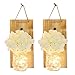 Produktbild Cozyhoma Set von 2 rustikalen Mason Jar Lichterketten zum Aufhängen von Mason Jar Lights Home Decor Seide Hortensien LED Streifen Lichterkette mit Vintage Schmiedeeisen Haken