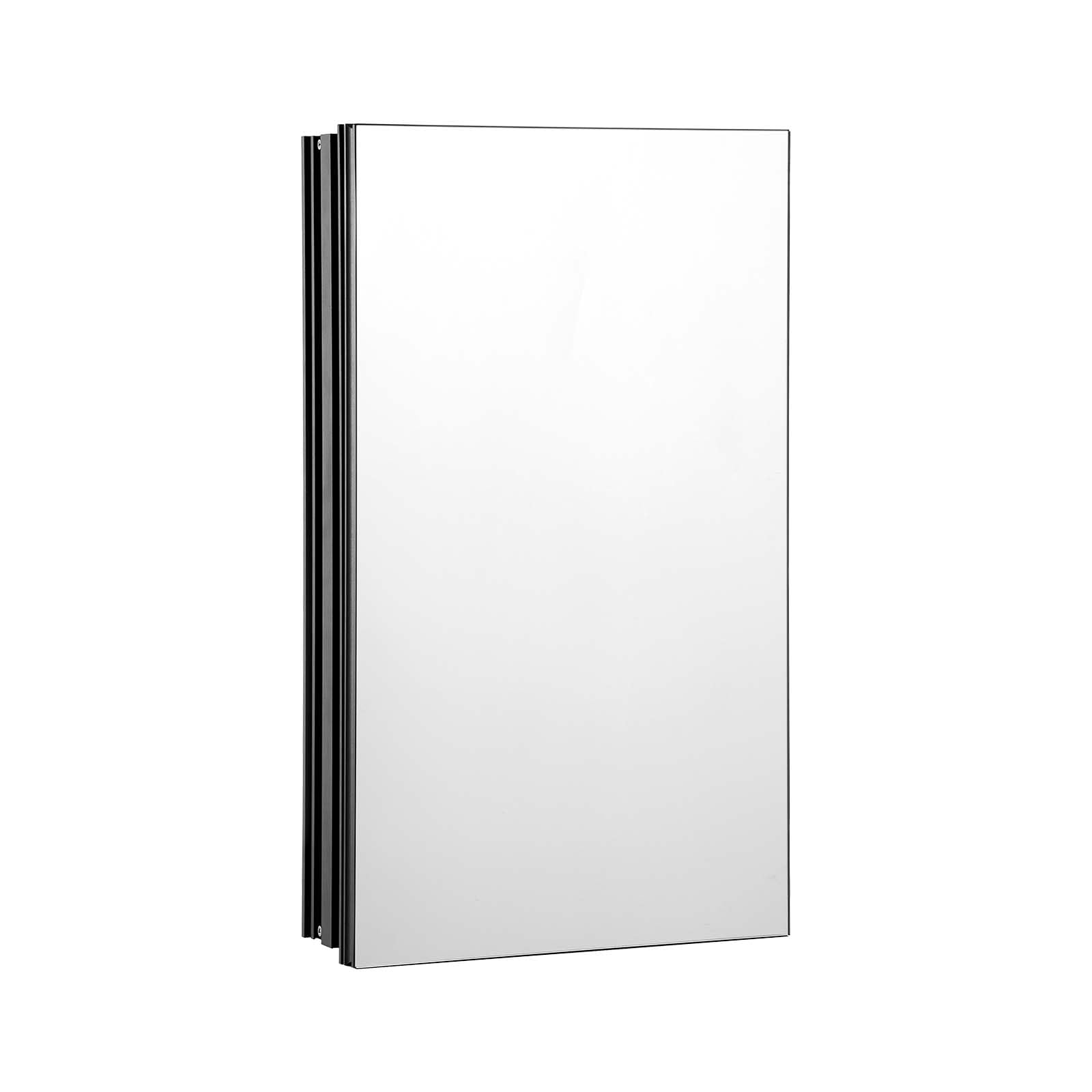 VEVOR Botiquín con Espejo para Baño con Puerta de Espejo y Estantes de Vidrio Ajustables, Instalación Empotrada y Montada en Pared, Aluminio, Organizador de Almacenamiento, 355 x 135 x 610 mm
