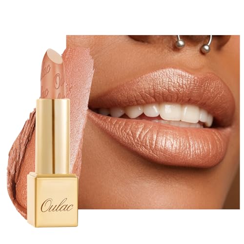 OULAC Rouge a Levre Mat Nude, Effet Pailleté Métallique, Rouge à Lèvres Mat Métallisé Longue...
