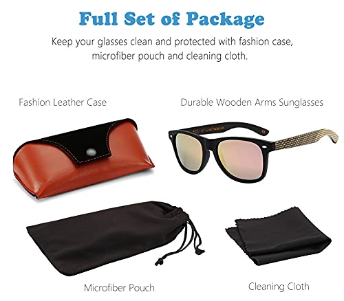 Image of Mens Polarized Wood Sunglasses for Men Women, Womens Sunglasses Wooden Sides Bamboo Glasses