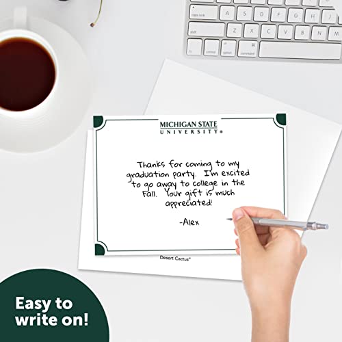 Image of Desert Cactus Michigan State University 10 Pack Notecards Stationery Cardstock Spartans MSU Includes Envelopes Memo Party Thank You (Notecard 4b)