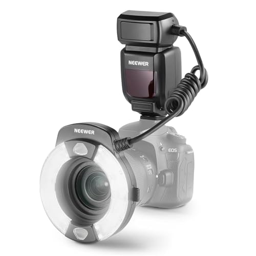 NEEWER RF1-C Makro Ring Blitz Kompatibel mit Canon 76W GN15 5600K E-TTL Flash Beleuchtung 1-1/128 Ausgang, vordere-/Hinterevorhang Synchronisation,...