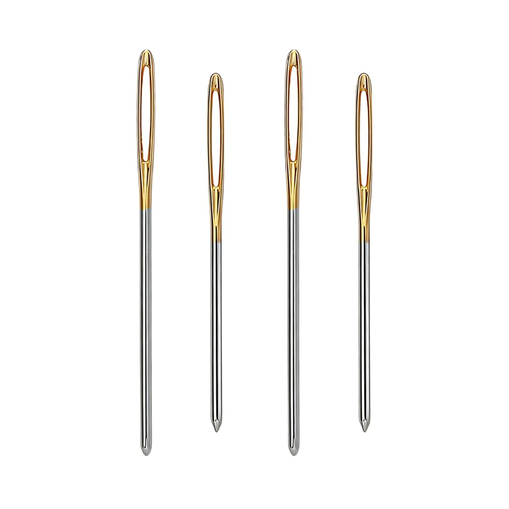 Snmygs Silvery 4 Pcs Blunt Tip Yarn Needles, Large Eye Sewing Needles For Wool Knitting, Darning And Tapestry Projects, Includes Darning And Diy Crafting Supplies For Sewing Up Projects