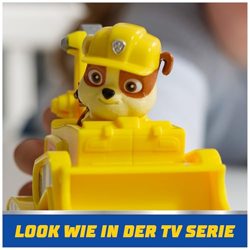 PAW PATROL - Rubble-Figur mit Bulldozer-Baufahrzeug, stabiles Basis-Fahrzeug (2025), authentisches Spielzeug zur Serie für Kinder ab 3 Jahren