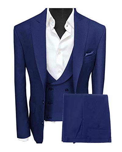 Wemaliyzd Men's 3 Piece Wedding Suit Double Breasted Waistcoat Straight Pants