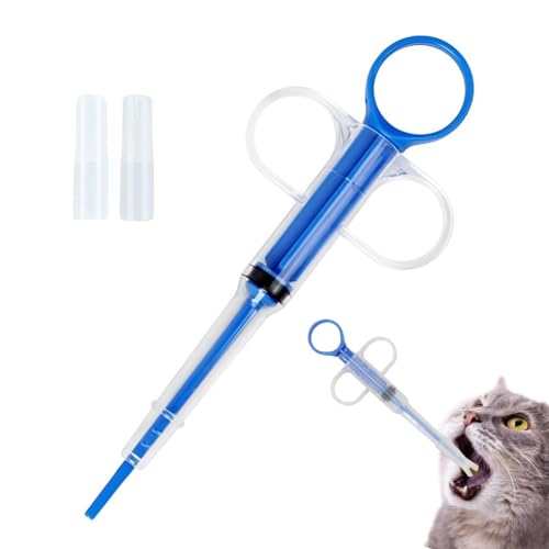 SGERUFZ Cortador de Pastillas Reutilizable para Gatos, Jeringa Segura y Efectiva para Medicamentos/Líquidos/Cápsulas con Punta de Silicona (azul)