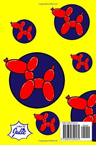 Balloon Dog Themed Notebook: Red, Navy Blue and Yellow Balloon Book for Notes - 100 white themed pages, 6" x 9" - Image 2