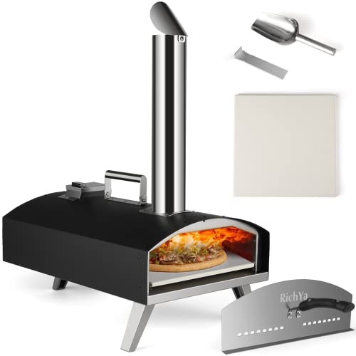 RichYa Pizza Oven PS-03 Outdoor Wood Pellet Pizza Oven with 12" Pizza Stone, Portable Stainless Steel Wood Fired Pizza Maker for Camping, Picnic, Party (Black) RichYa Pizza Oven PS-03 Outdoor Wood Pellet Pizza Oven with 12" Pizza Stone, Portable Stainless Steel Wood Fired Pizza Maker for Camping, Picnic, Party (Black)