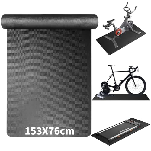 Esterilla protectora para el suelo, para aparatos de fitness, 153 x 76 cm, compatible con bicicleta Peloton, 6 mm, antideslizante, insonorizante, para entrenadores elípticos, rodillos y equipos