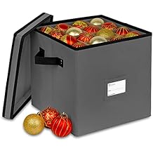 Holiday Ornament Storage Chest, With 4 Trays Holds Up to 64 Ornaments Balls, With Dividers Gray