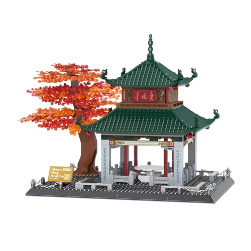 Aisha Ting Pavilion Building Blocks Set, Chinese Ancient Architecture Building Kit, Construction Model Building Toy for Adults Teens, 987 PCS