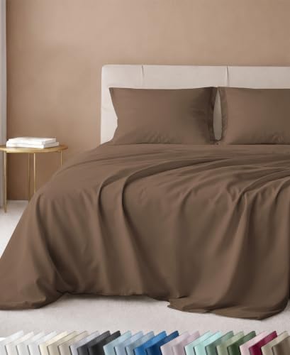 California Design Den 600 Thread Count Cotton Twin Sheet Set, 3 Pcs, Mocha