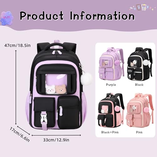 Mochilas escolares para niñas Kawaii con gran capacidad para libros de primaria 3