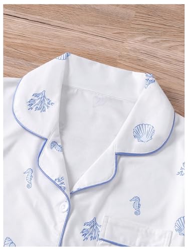 Floerns Women's Floral Pajamas Notch Collar Print Sleepwear Two Piece Pajama Set4