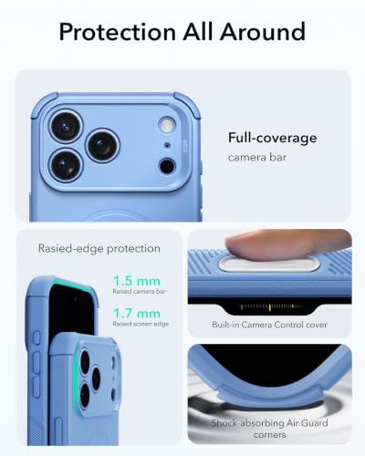 Image of ESR for iPhone 17 Pro Case, for MagSafe, Rugged, Light Blue | Camera Control, 7X Military-Grade Drop Protection, Magnetic Phone Case, Shockproof, Dustproof Port Cover, Secure Grip