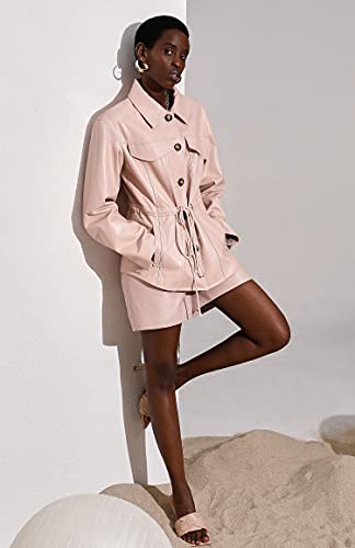 Women's Genuine Leather Jacket Turn-Down Collar Oversized Shirt Jacket Coat SmartUniverseWear4