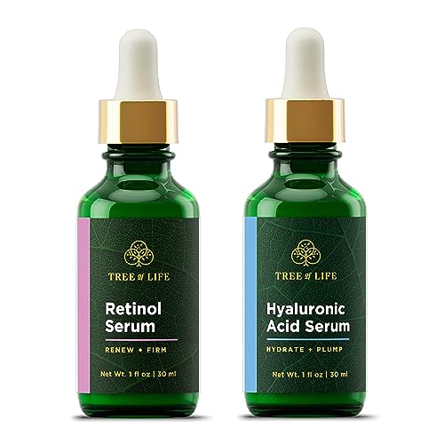 Tree Of Life Firming Retinol Serum And Hydrating Hyaluronic Acid, Set To Glow Facial Serum Duo, 2 Count X 1 Fl Oz #TOP6