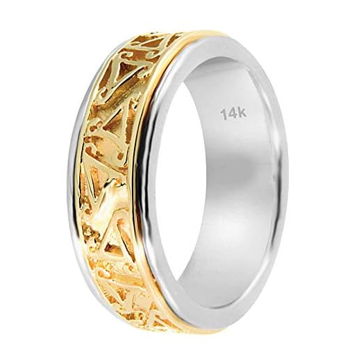 Wedding Band Celtic Knot – Handmade Irish Jewelry 14k Two Tone Gold Ring – Nice Jewelry Gift for Him or Her - Comfort Fit Weddings Bands for Men and Women – Size 6 to 15