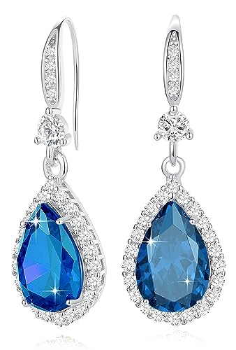 Diamond Dangle Earrings for Women Silver/Gold Plated Crystal Rhinestone Birthstone
