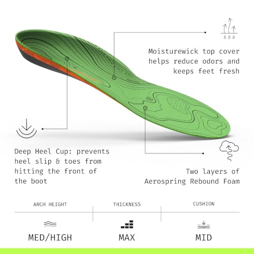 Image of Superfeet Hike Support Insoles for Hikers with High Arch Support & Carbon Fiber Stabilizer - 9.5-11 Men, 10.5-12 Women