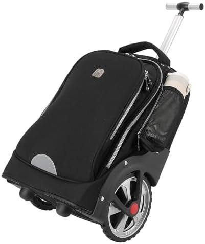 19 Inches Strapless Travel Bag Rolling Laptop Bag with Big Wheels Carry-on Laptop Trolley Bag Water Resistant Stylish Easy to Climbing Up or Down Stairs for Student Travel and Business Black