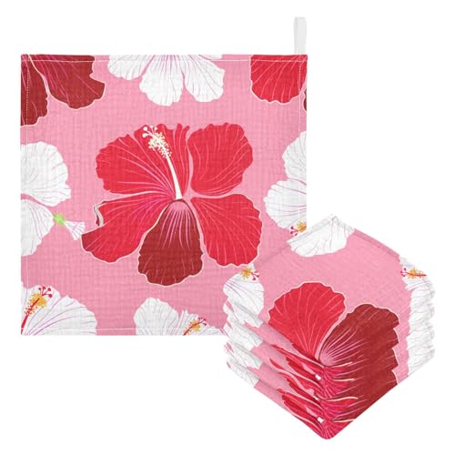 Nander 5Pack Baby Muslin Washcloths,Tropical Flowers Soft Face Cloths for Newborn, Absorbent Bath Wash Cloths, Wipes, Burp Rag,Toddlers Essentials Stuff, Baby Registry as Shower