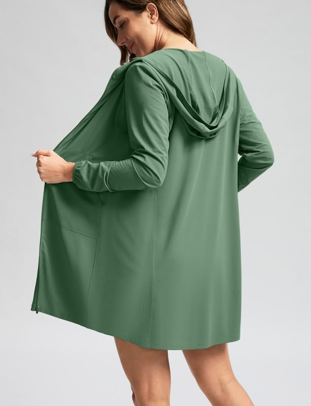 Women's UPF 50+ Swim Cover Up Sun Protection Hoodie Long Jacket SPF Lightweight Beach Cover Ups for Women - Image 2