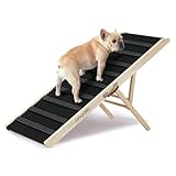 Autohunderampe - 130 cm Faltbare Hunderampe für kleine/große Hunde - Hunderampe für hohe Betten/Couch - Mit Rutschfester Plattform & 6-Fach Höhenverstellung (33-71 cm) - Belastbar bis 90 kg