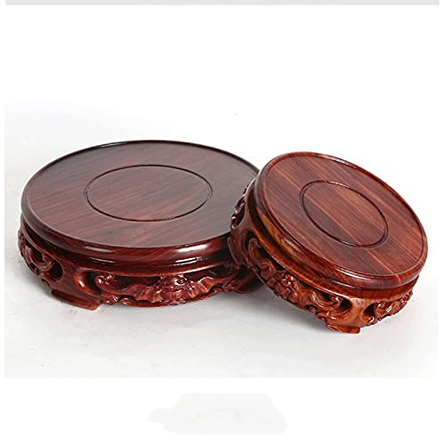 CGgJT Base per bonsai Base in legno di sequoia rotonda intagliata, base in legno per vaso da fiori teiera base base bonsai espositore alto 4,77 pollici (taglia : grande) - Image 8