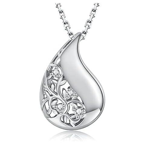 925 Sterling Silver Tree of Life Teardrop Urn Necklace for Ashes Family Tree Keepsake Cremation Pendant Memorial Jewelry for Women Cover