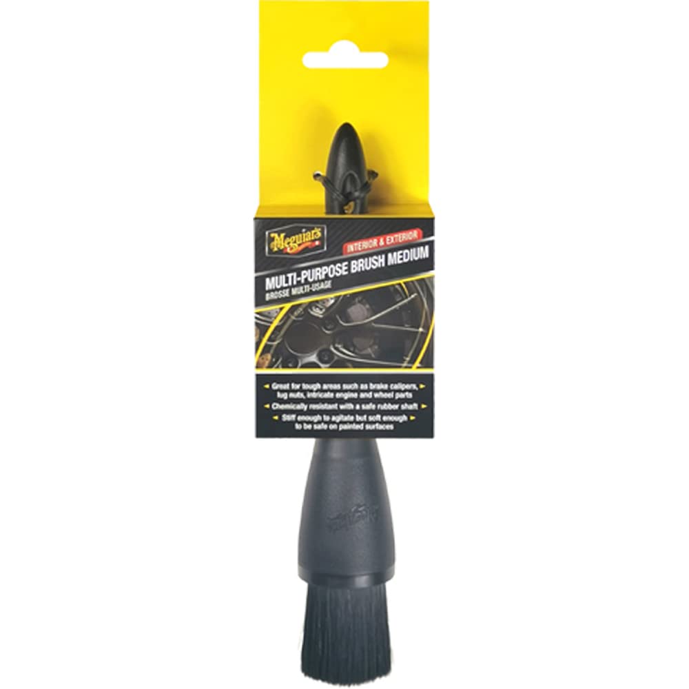 Meguiar's X210500EU Cepillo multiusos mediano, limpieza de automóviles, como pinzas de freno, tuercas, piezas complejas de motor y ruedas
