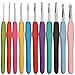 Produktbild Curtzy Häkelnadel Set Aluminium Ergonomische Häkelnadel (11 Größen)  Häkelnadeln Set 14 cm  Größen 2-8 mm  Crochet Hook mit Weichem Gummigriff Mehrfarbig zum Häkeln  Häkelset für Anfänger & Profis