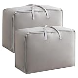 SEPSCO Clothes Storage Bag Large 2Pcs, Duvet Storage Bags King Size With Zips Foldable Thicken Nonwoven Fabric Moving Packing Totes Bag for Comforters Quilt Blankets Bedding Cushion Travel (Grey) - Image 8