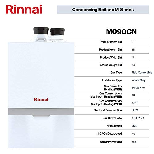 Rinnai M090CN Condensing Gas Boiler, Natural Gas (90K BTU) - Thumbnail 4