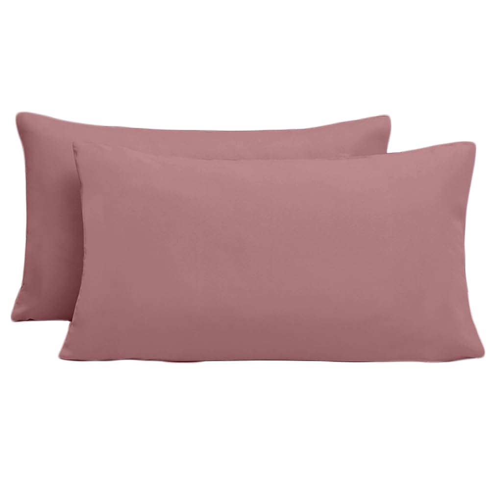 Set of 2 Pillowcases 50 x 90 cm, Pillowcase with Microfibre Zip, Comfortable and Breathable Pillow Protector, Dark Pink