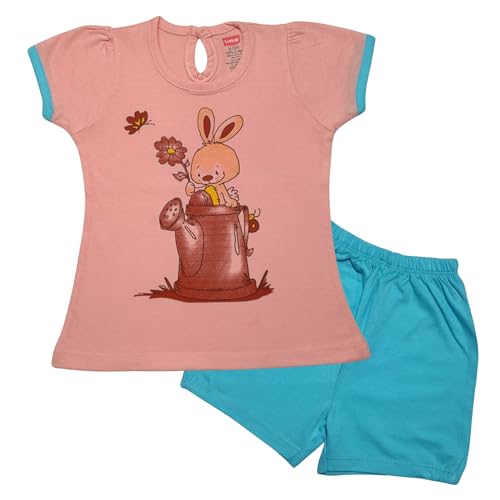 Image of LuvLap Baby Girls Regular Fit 100% Cotton Half Sleeves Girls Top CoSet Pack of 2