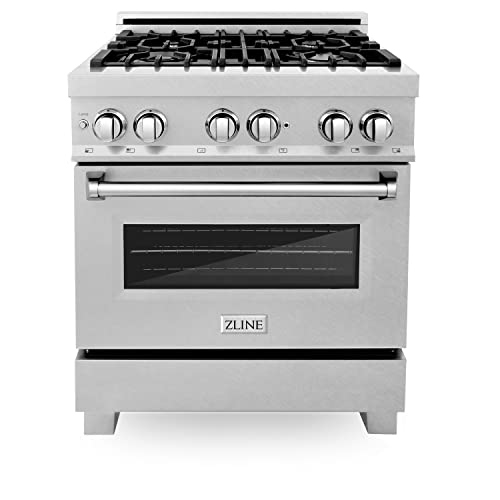 ZLINE 30 in. 4.0 cu. ft. Legacy Dual Fuel Range with 4 Burner Gas Cooktop and Electric Convection Oven in Satin Stainless Steel (RAS-SN-30)