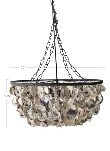 Creative Co-Op Round Oyster Shell Chandelier with 2 Lights - Image 2