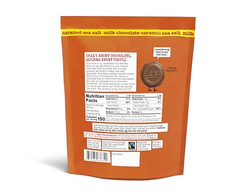 Tony's Chocolonely Milk Chocolate with Caramel and Sea Salt - Belgium Chocolate, Fairtrade & B Corp Certified - 4.44 OZ (1 Pouch)