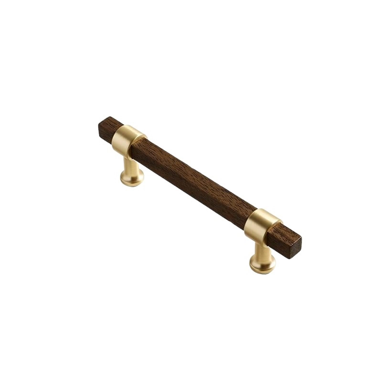 LADFRTYU Wooden Handles 2pcs Walnut Wooden Kitchen Cabinet Knobs and Handles Shoe Handle Gold Cupboard Door Pulls Hardware(CJ-1906-Walnut-96mm)