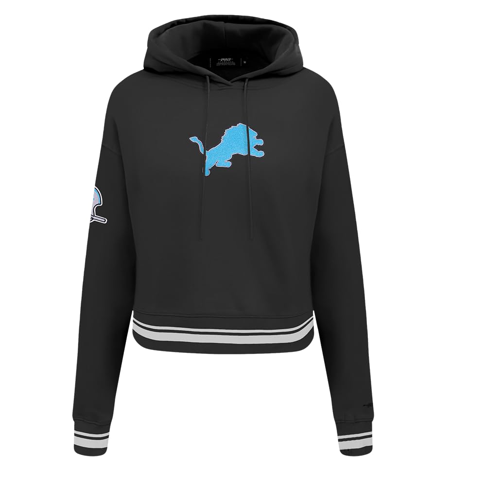 Pro Standard Womens Nfl Detroit Lions Retro Classics Cropped Pullover Hoodie Black S