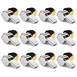 12 PCS Whistle, Whistle for Coaches, Whistle for Teachers, Stainless Steel Whistles Coach Whistle with Lanyard Referee Whistle Loud Crisp Sound Sports Whistle for Adults Teachers Referees Officials