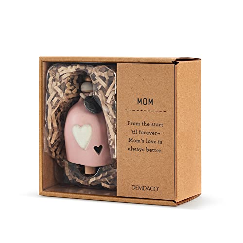 Demdaco Mom Pink 2.5 Inch Ceramic Stoneware And Wood Mini Inspired Bell #TOP2